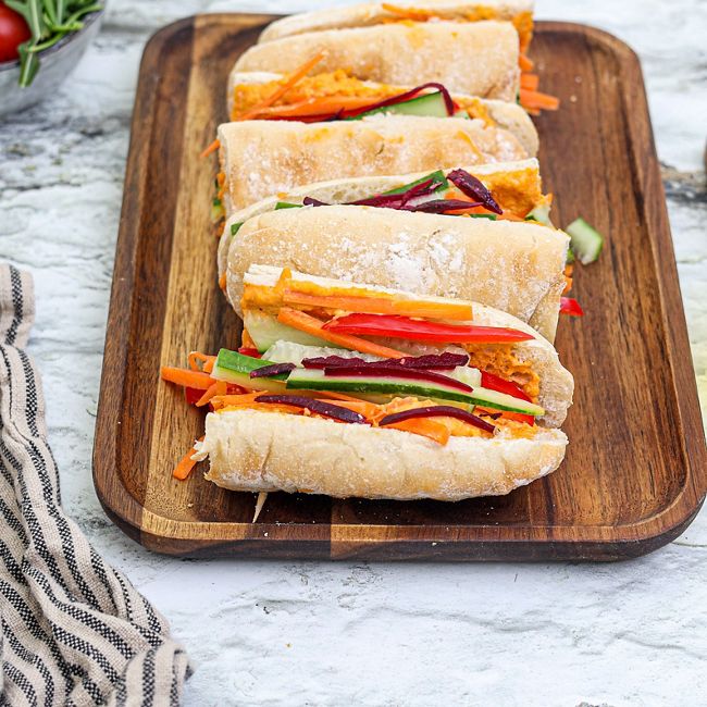 Rainbow Veggie & Hummus Sandwich