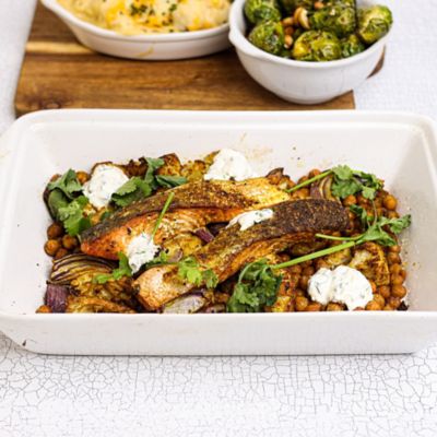 Ras El Hanout Salmon with Chickpeas & Cauliflower