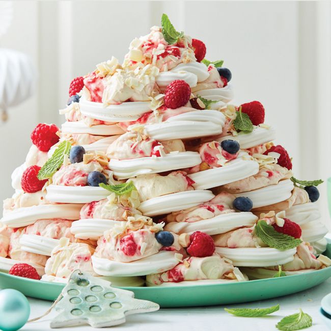 Raspberry Cream & Meringue Tree