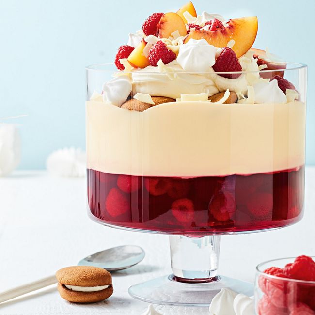 Raspberry, White Chocolate & Ginger Kisses Trifle