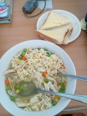Instant Chicken noodle soup.