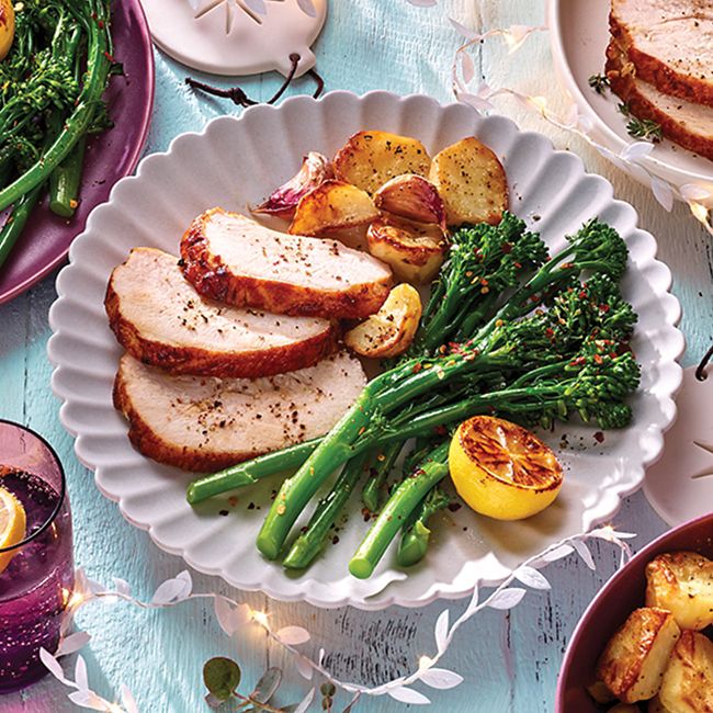 Ready To Roast Turkey With Spiced Lemon And Peppered Broccolini