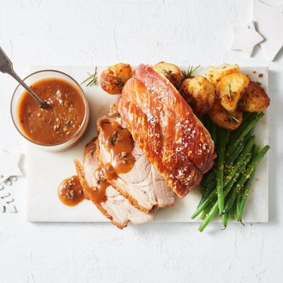  Roast pork With Rosemary Potatoes & Mushroom Sauce