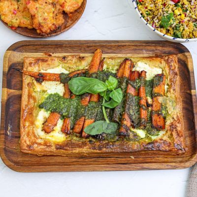 Roasted Carrot & Pesto Tart