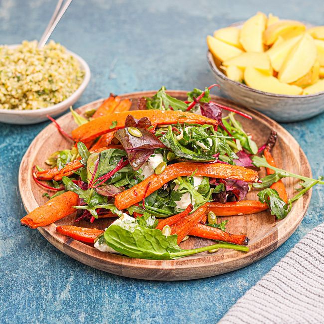 Roasted Carrot, Coriander & Goats Cheese Salad