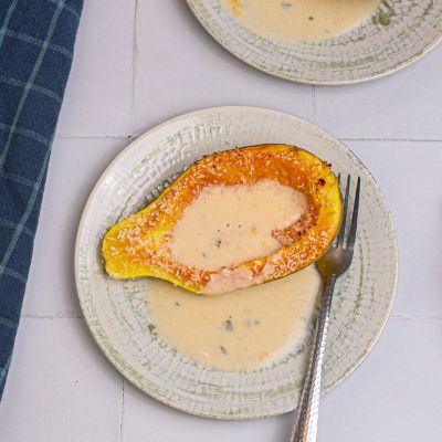 Roasted Papaya with Vanilla & Lime Coconut Cream