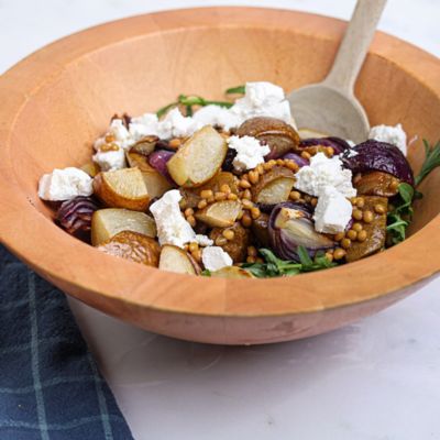 Roasted Pear, Lentil & Goats Cheese Salad