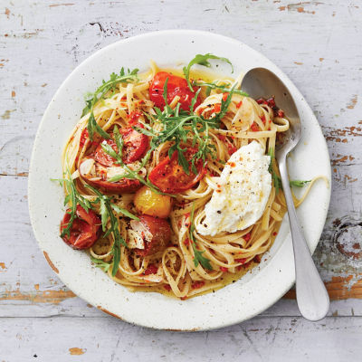 Roasted Tomato & Chilli Linguines with Ricotta