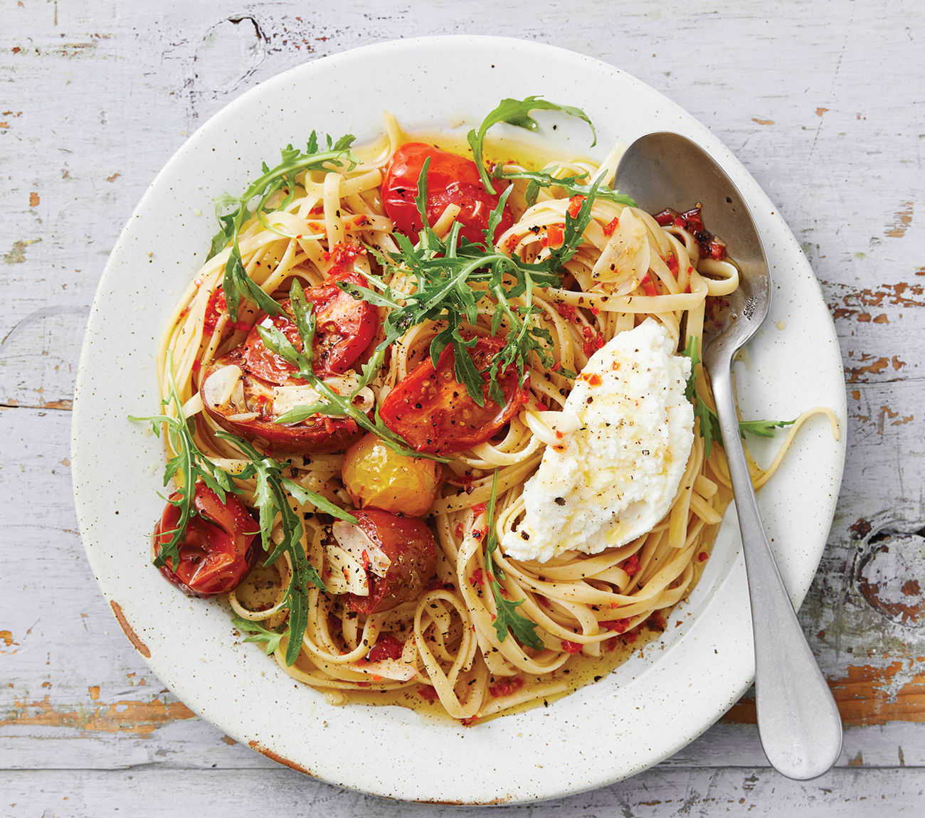Roasted Tomato & Chilli Linguine with Ricotta Recipe | Woolworths