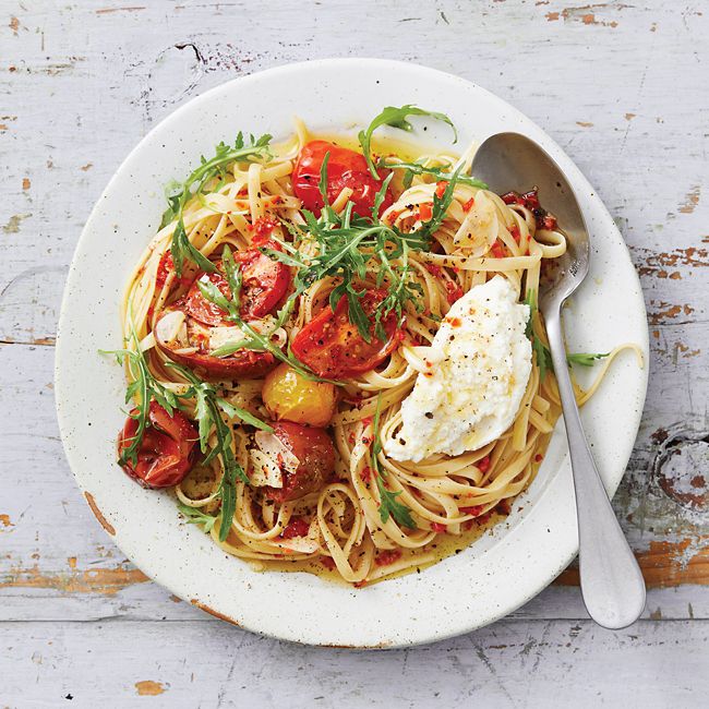 Roasted Tomato & Chilli Linguine with Ricotta