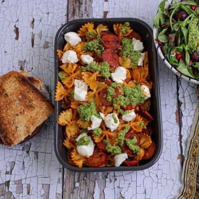 Sausage & Goats Cheese Pasta Bake