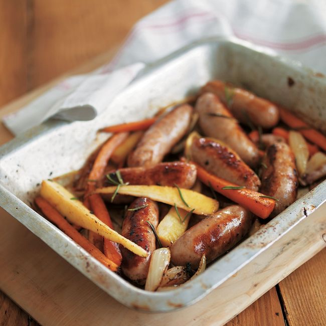 Roasted Sausages With Parsnips & Carrots