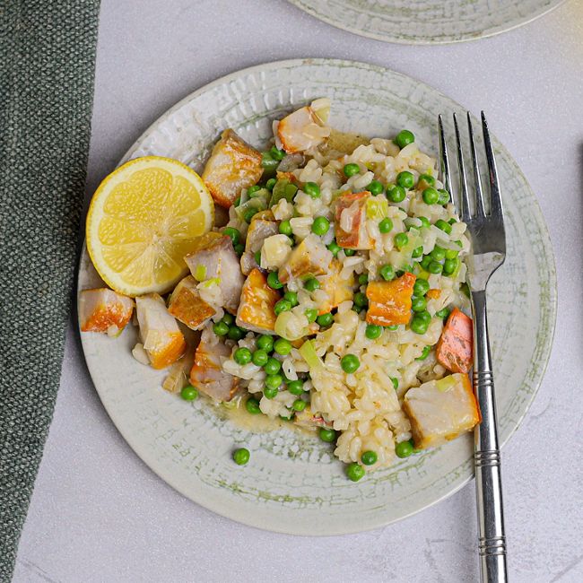 Smoked Haddock, Leek & Pea Risotto