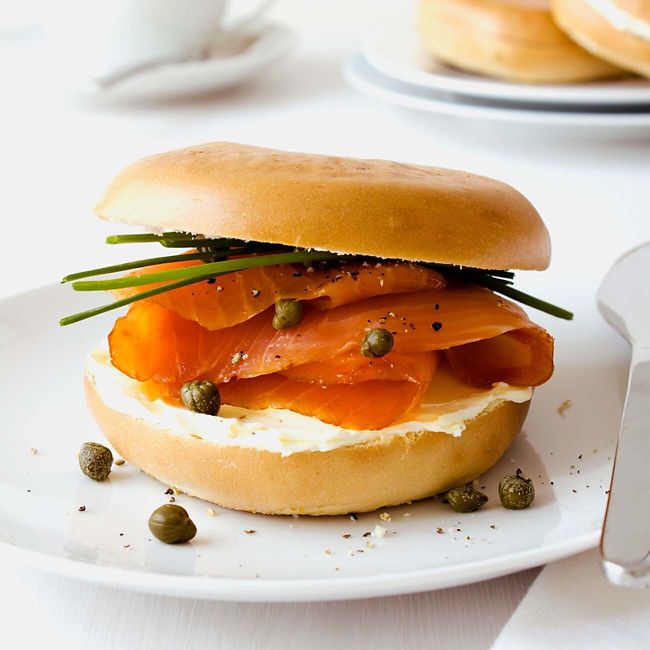 Smoked Salmon Bagels With Kefir, Chives And Capers