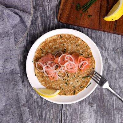 Smoked Salmon Crêpe with Creme Fraiche