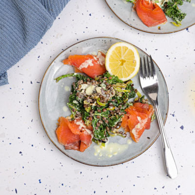 Smoked Trout with Mustard Lentils & Kale