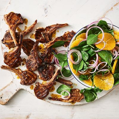 Spiced Barbecued Lamb Cutlets With Orange Salad