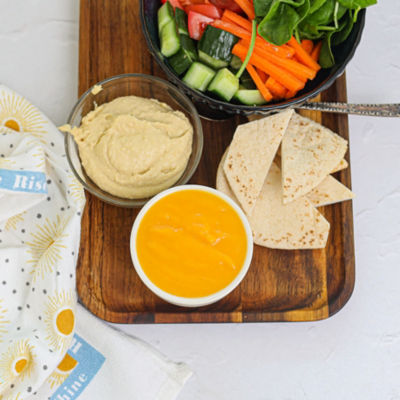 Spiced Butternut Squash Soup with Hummus & Veggie Pitas