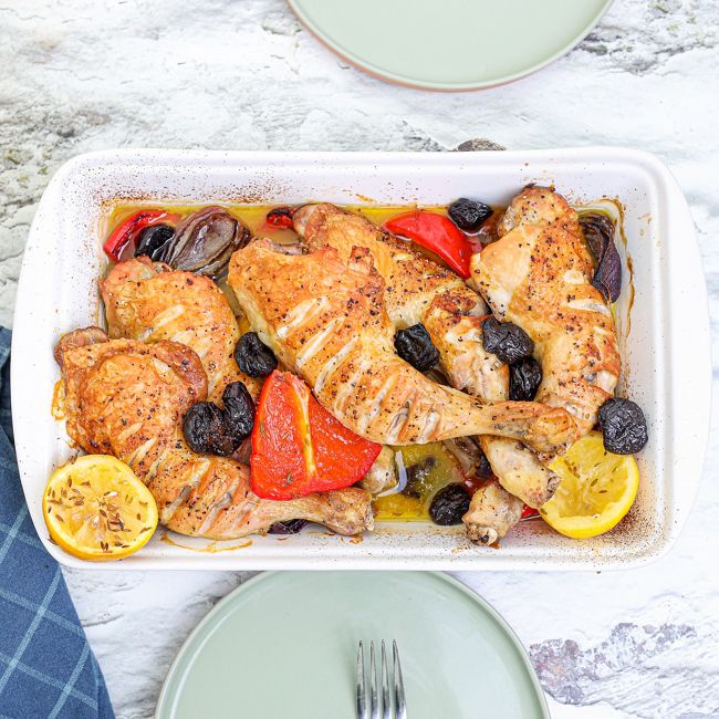 Spiced Chicken, Prune & Lemon Bake
