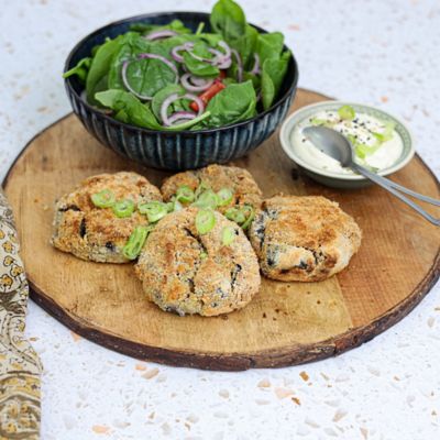 Spiced Eggplant & Chickpea Cakes
