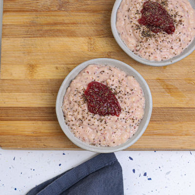 Spiced Rice Pudding with Raspberry Chia Jam