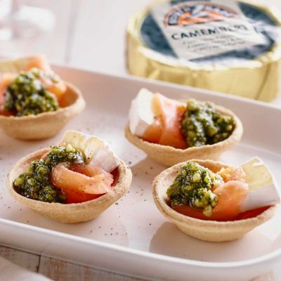 Smoked Salmon, Brie and Pesto Tartlets