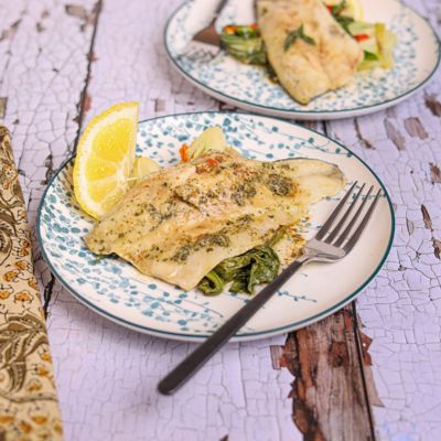 Steamed Sea Bass & Bok Choi Parcels