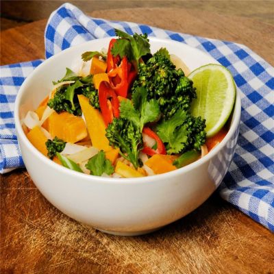 Pumpkin Laksa with Broccolini