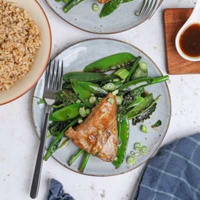 Tamarind Glazed Tuna with Stir Fried Greens