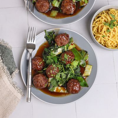 Teriyaki Meatballs with Greens