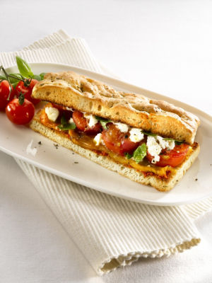 Focaccia Sandwich With Tomatoes & Peppers