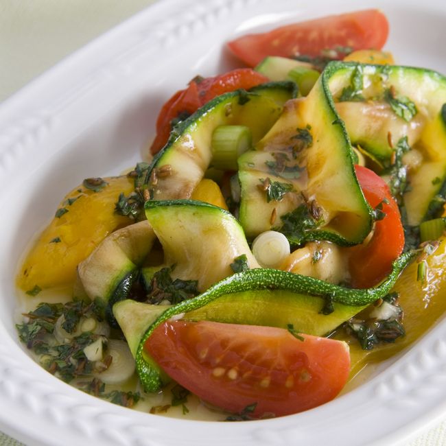 Grilled Zucchini & Capsicum Salad With Coriander & Cumin