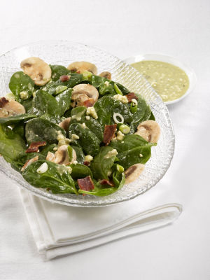 Spinach & Bacon Salad With Blue Cheese Dressing