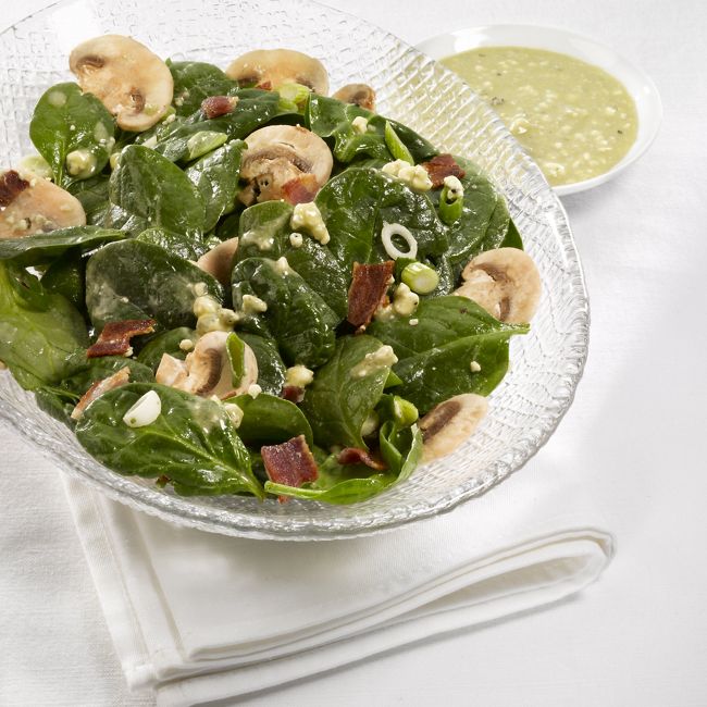 Spinach & Bacon Salad With Blue Cheese Dressing