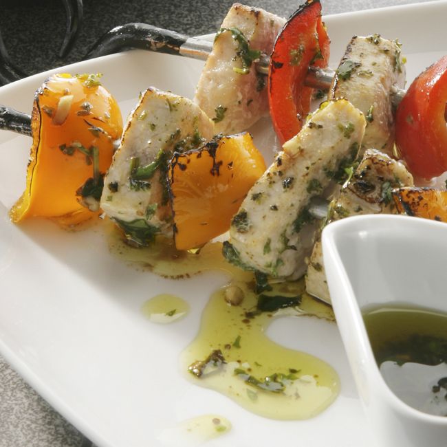 Swordfish Skewers With Salad