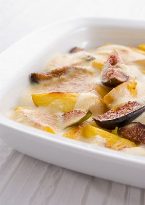 Peach Gratin With Muscat Sabayon