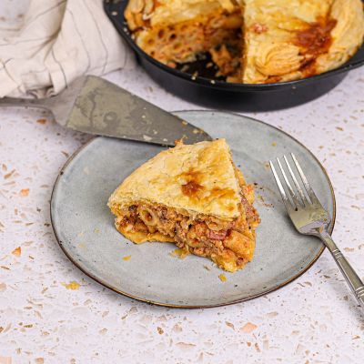 Timpana with Bacon & Gruyere Cheese