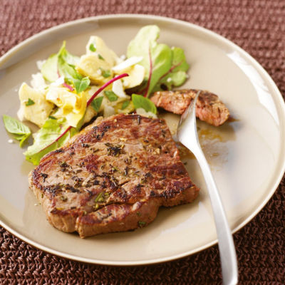 Barbecued Steak With Artichoke & Herb Salad