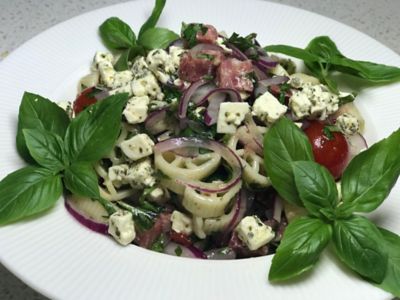 Salami Feta Cheese and Pasta salad