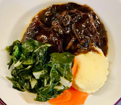 Beef Rissoles With a Red Wine and Onion Gravy