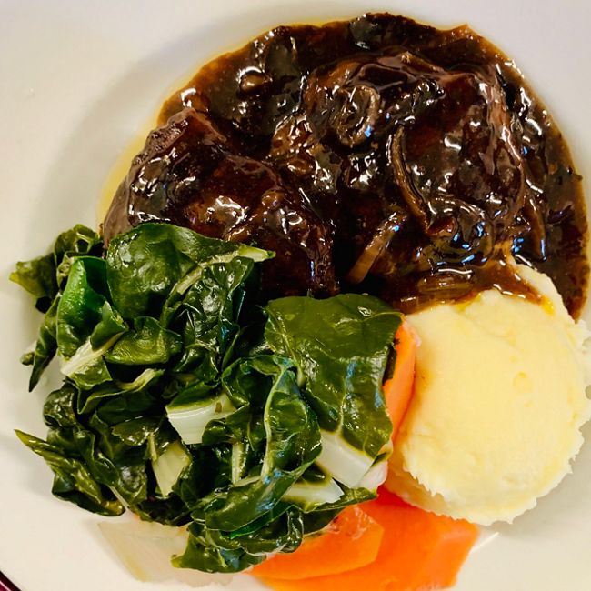 Beef Rissoles With a Red Wine and Onion Gravy