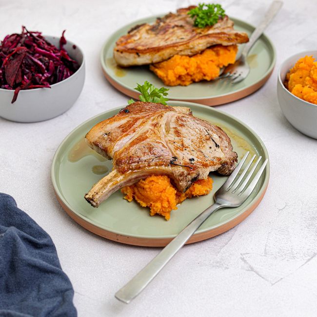 Veal Chops with Sage & Pumpkin Mash
