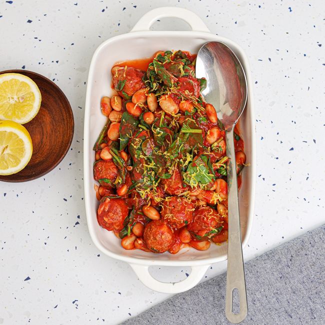 Vegan Meatballs with Butterbean & Tomato Sauce
