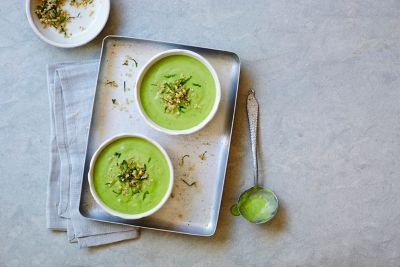 Summer Pea, Mint & Avocado Soup With Quinoa