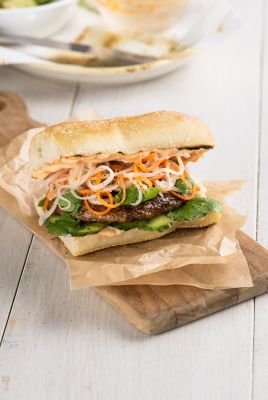 Banh Mi Portobello Burgers With Pickled Vegetables