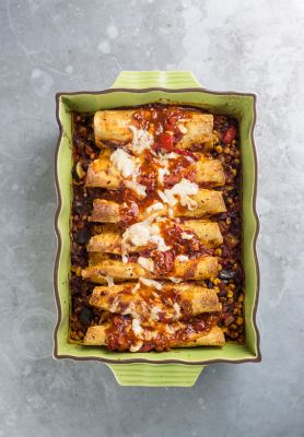 Vegetable Enchiladas With Roasted Tomato Sauce