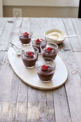 Adzuki Bean Chocolate Pudding With Fresh Raspberries