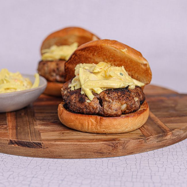 Venison Burger with Asian Apple Slaw