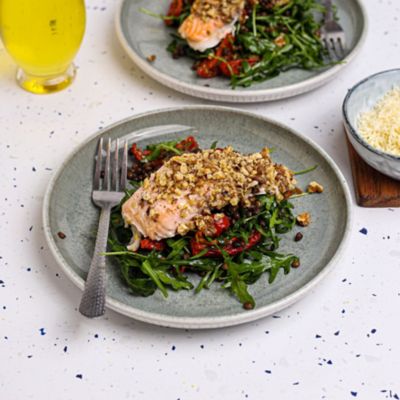 Walnut Crusted Salmon with Lentil Salad