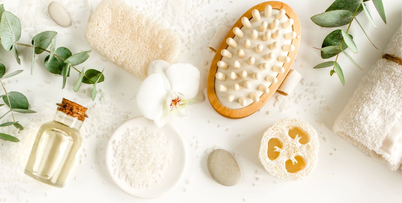Spa essentials flat-lay